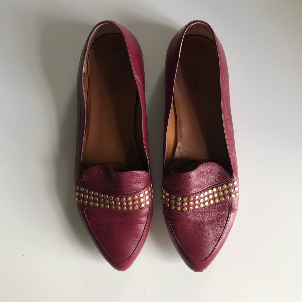 Chloe burgundy studded loafer, size 38